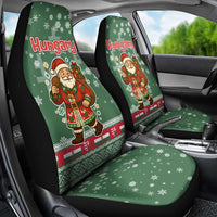 Hungary Christmas Car Seat Cover with Green Snowflake Pattern Santa Claus Motif - Wonder Print Shop