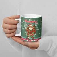 Hungary Christmas Ceramic Mug with Green Snowflake Pattern Santa Claus Motif - Wonder Print Shop