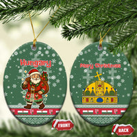 Hungary Christmas Ceramic Ornament with Green Snowflake Pattern Santa Claus Motif - Wonder Print Shop