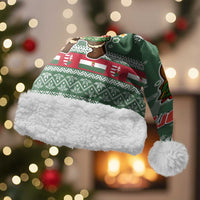 Hungary Christmas Santa Hat with Green Snowflake Pattern Santa Claus Motif - Wonder Print Shop