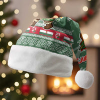 Hungary Christmas Santa Hat with Green Snowflake Pattern Santa Claus Motif - Wonder Print Shop