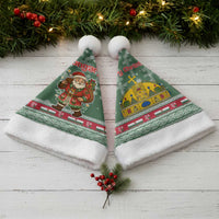 Hungary Christmas Santa Hat with Green Snowflake Pattern Santa Claus Motif - Wonder Print Shop