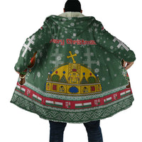 Hungary Christmas Cloak with Green Snowflake Pattern Santa Claus Motif - Wonder Print Shop