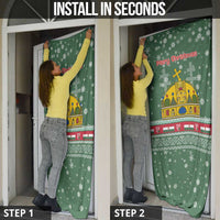 Hungary Christmas Door Cover with Green Snowflake Pattern Santa Claus Motif - Wonder Print Shop