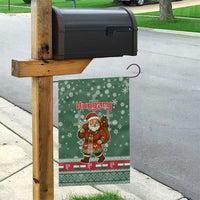 Hungary Christmas Garden Flag with Green Snowflake Pattern Santa Claus Motif - Wonder Print Shop