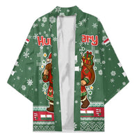 Hungary Christmas Kimono with Green Snowflake Pattern Santa Claus Motif - Wonder Print Shop
