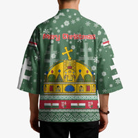 Hungary Christmas Kimono with Green Snowflake Pattern Santa Claus Motif - Wonder Print Shop