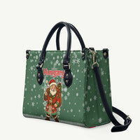 Hungary Christmas Leather Bag with Green Snowflake Pattern Santa Claus Motif - Wonder Print Shop