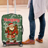 Hungary Christmas Luggage Cover with Green Snowflake Pattern Santa Claus Motif - Wonder Print Shop
