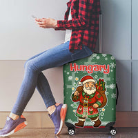 Hungary Christmas Luggage Cover with Green Snowflake Pattern Santa Claus Motif - Wonder Print Shop