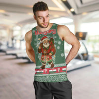 Hungary Christmas Men Tank Top with Green Snowflake Pattern Santa Claus Motif - Wonder Print Shop