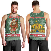 Hungary Christmas Men Tank Top with Green Snowflake Pattern Santa Claus Motif - Wonder Print Shop