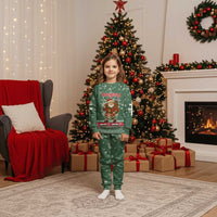 Hungary Christmas Pajama Set with Green Snowflake Pattern Santa Claus Motif - Wonder Print Shop