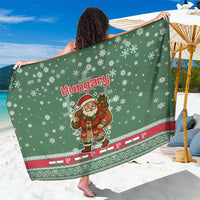 Hungary Christmas Sarong with Green Snowflake Pattern Santa Claus Motif - Wonder Print Shop