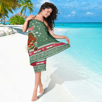 Hungary Christmas Sarong with Green Snowflake Pattern Santa Claus Motif - Wonder Print Shop