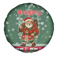 Hungary Christmas Spare Tire Cover with Green Snowflake Pattern Santa Claus Motif - Wonder Print Shop