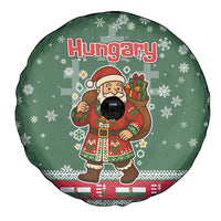 Hungary Christmas Spare Tire Cover with Green Snowflake Pattern Santa Claus Motif - Wonder Print Shop