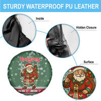 Hungary Christmas Spare Tire Cover with Green Snowflake Pattern Santa Claus Motif - Wonder Print Shop