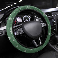 Hungary Christmas Steering Wheel Cover with Green Snowflake Pattern Santa Claus Motif - Wonder Print Shop