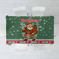 Hungary Christmas Tablecloth with Green Snowflake Pattern Santa Claus Motif - Wonder Print Shop