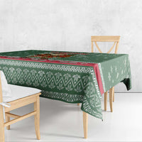 Hungary Christmas Tablecloth with Green Snowflake Pattern Santa Claus Motif - Wonder Print Shop