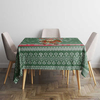 Hungary Christmas Tablecloth with Green Snowflake Pattern Santa Claus Motif - Wonder Print Shop