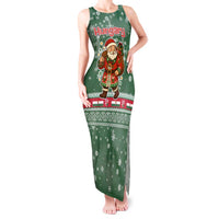 Hungary Christmas Tank Maxi Dress with Green Snowflake Pattern Santa Claus Motif - Wonder Print Shop