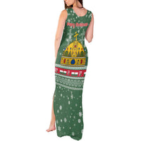 Hungary Christmas Tank Maxi Dress with Green Snowflake Pattern Santa Claus Motif - Wonder Print Shop