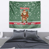 Hungary Christmas Tapestry with Green Snowflake Pattern Santa Claus Motif - Wonder Print Shop