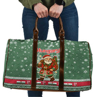 Hungary Christmas Travel Bag with Green Snowflake Pattern Santa Claus Motif - Wonder Print Shop