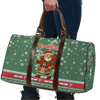 Hungary Christmas Travel Bag with Green Snowflake Pattern Santa Claus Motif - Wonder Print Shop