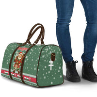 Hungary Christmas Travel Bag with Green Snowflake Pattern Santa Claus Motif - Wonder Print Shop