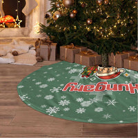 Hungary Christmas Tree Skirt with Green Snowflake Pattern Santa Claus Motif - Wonder Print Shop