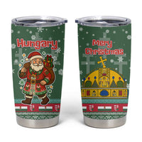 Hungary Christmas Tumbler Cup with Green Snowflake Pattern Santa Claus Motif - Wonder Print Shop