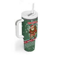 Hungary Christmas Tumbler With Handle with Green Snowflake Pattern Santa Claus Motif - Wonder Print Shop