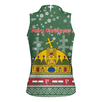 Hungary Christmas Women Sleeveless Polo Shirt with Green Snowflake Pattern Santa Claus Motif - Wonder Print Shop