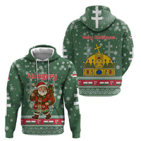 Hungary Christmas Zip Hoodie with Green Snowflake Pattern Santa Claus Motif - Wonder Print Shop