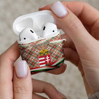 Hungary Christmas AirPods Case with Red Green Plaid Pattern Crown and Double Cross Motif - Wonder Print Shop