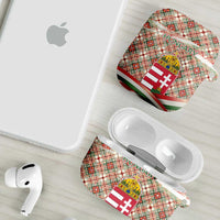 Hungary Christmas AirPods Case with Red Green Plaid Pattern Crown and Double Cross Motif - Wonder Print Shop