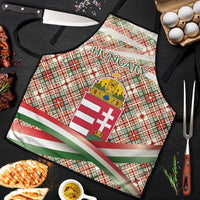 Hungary Christmas Apron with Red Green Plaid Pattern Crown and Double Cross Motif - Wonder Print Shop