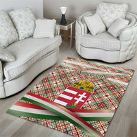 Hungary Christmas Area Rug with Red Green Plaid Pattern Crown and Double Cross Motif - Wonder Print Shop