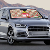 Hungary Christmas Auto Sun Shade with Red Green Plaid Pattern Crown and Double Cross Motif - Wonder Print Shop