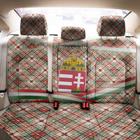 Hungary Christmas Back Car Seat Cover with Red Green Plaid Pattern Crown and Double Cross Motif - Wonder Print Shop