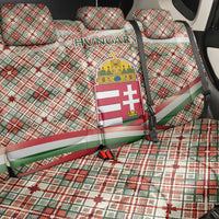 Hungary Christmas Back Car Seat Cover with Red Green Plaid Pattern Crown and Double Cross Motif - Wonder Print Shop
