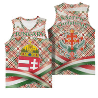 Hungary Christmas Basketball Jersey with Red Green Plaid Pattern Crown and Double Cross Motif - Wonder Print Shop
