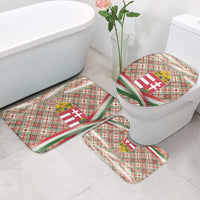 Hungary Christmas Bathroom Set with Red Green Plaid Pattern Crown and Double Cross Motif - Wonder Print Shop
