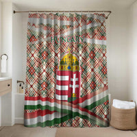 Hungary Christmas Bathroom Set with Red Green Plaid Pattern Crown and Double Cross Motif - Wonder Print Shop