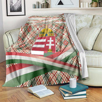 Hungary Christmas Blanket with Red Green Plaid Pattern Crown and Double Cross Motif - Wonder Print Shop