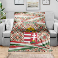 Hungary Christmas Blanket with Red Green Plaid Pattern Crown and Double Cross Motif - Wonder Print Shop