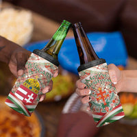 Hungary Christmas 4 in 1 Can Cooler Tumbler with Red Green Plaid Pattern Crown and Double Cross Motif - Wonder Print Shop